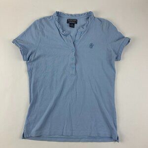 Polo Jeans Co Womens Polo Short Sleeve Button Down Blue Medium
